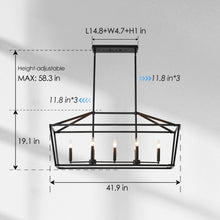 Load image into Gallery viewer, 7-Light Farmhouse Kitchen Island Lighting,5 Light Industrial Linear Chandelier for Dining Room Metal Matte Black Finish Hanging Pendant Light Fixture for Bedroom Living Room Hallway Conference Room