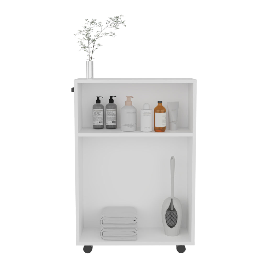 Wiley Storage Cart With Casters, Multipurpose Organizer with Open Shelves And Compact Design, White