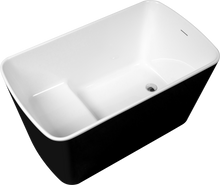 Load image into Gallery viewer, 49'' x 28'' Acrylic Freestanding Soaking Bathtub, Square-shape Japanese Soaking Hot Tub, Sit-In Design with Chrome Overflow and Drain, Available for Express Delivery, Glossy Black 23AMA-49B