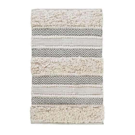Woven Texture Stripe Bath Rug Grey 22x58"