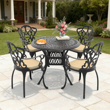 Load image into Gallery viewer, Ø35.43-inch Cast Aluminum Patio Dining Table With Black Frame and Umbrella Hole (same sku: W171084475,W1710P497717)