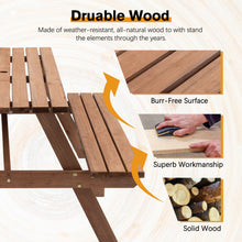 Load image into Gallery viewer, 8 Person Brown Wooden Picnic Table, Outdoor Camping Dining Table with 2 Seats, Garden, DIY with 2 Built-in Benches, 2220lb Capacity