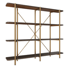 Load image into Gallery viewer, 74.6 inch Stainless Steel Storage Rack, Solid Wood Partition Storage Shelf