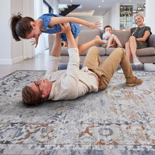 Load image into Gallery viewer, PAYAS Collection 7.9X10. Ivory / Grey / Traditional Area Rug Modern, Contemporary, Non-Shedding &amp; Easy to Clean, Ideal for Living Room, Bedroom, Dining Space, 120*93 inch