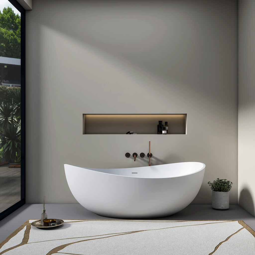 63 inch freestanding solid surface soaking bathtub for bathroom