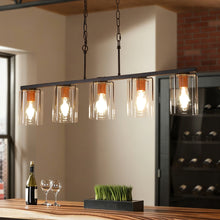 Load image into Gallery viewer, Modern Industrial Pendant Light with Clear Glass Shade, Adjustable Metal Pendant Lighting for Kitchen Island Dining Room Entryway, Easy Clean Glare-Free Home Light Fixture