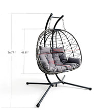 Load image into Gallery viewer, Double Hanging Egg Chair wth Stand, Patio Hammock Swing Chair with Cushion Loveseat for Bedroom, Balcony, Garden, Indoor, Outdoor,(Grey)