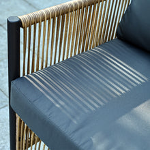 Load image into Gallery viewer, New Comming Outdoor PE Brown Wicker 2seats Sofa with Grey Cushion and Table Set