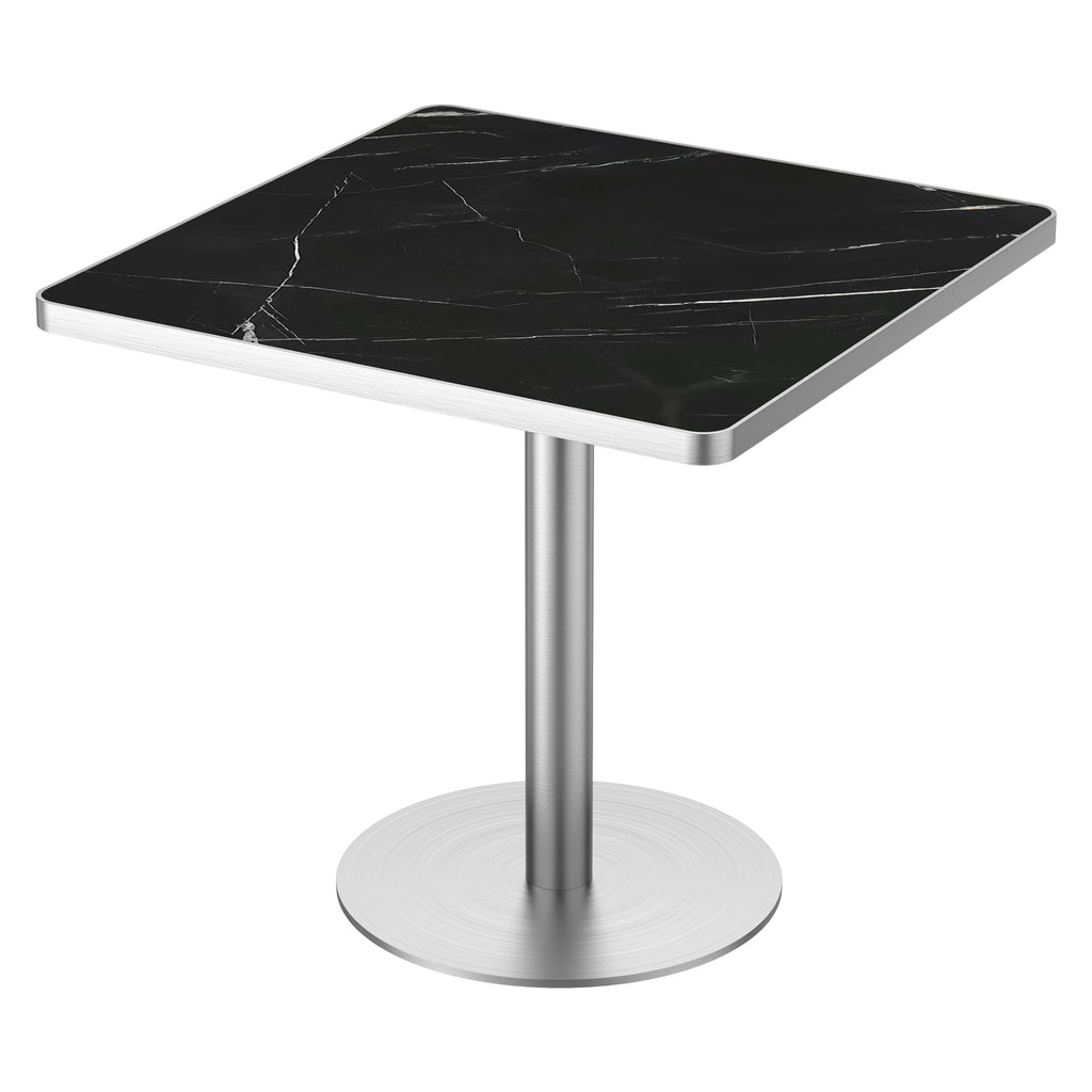 31.5" Round Modern Tulip Dining Table, Sintered Stone Tabletop with Luxury Faux Marble Print, Stainless Steel Bracket Base, Scratch & Wear Resistant, Waterproof Surface, Ideal for Indoor & Outdoor Use