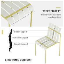 Load image into Gallery viewer, Summer - 4-Pack Modern Striped Color Block Chairs - Waterproof PP Seat &amp; Sturdy Metal Legs, Indoor/Outdoor Dining Set for Patio, Balcony, Café (White &amp; Yellow)