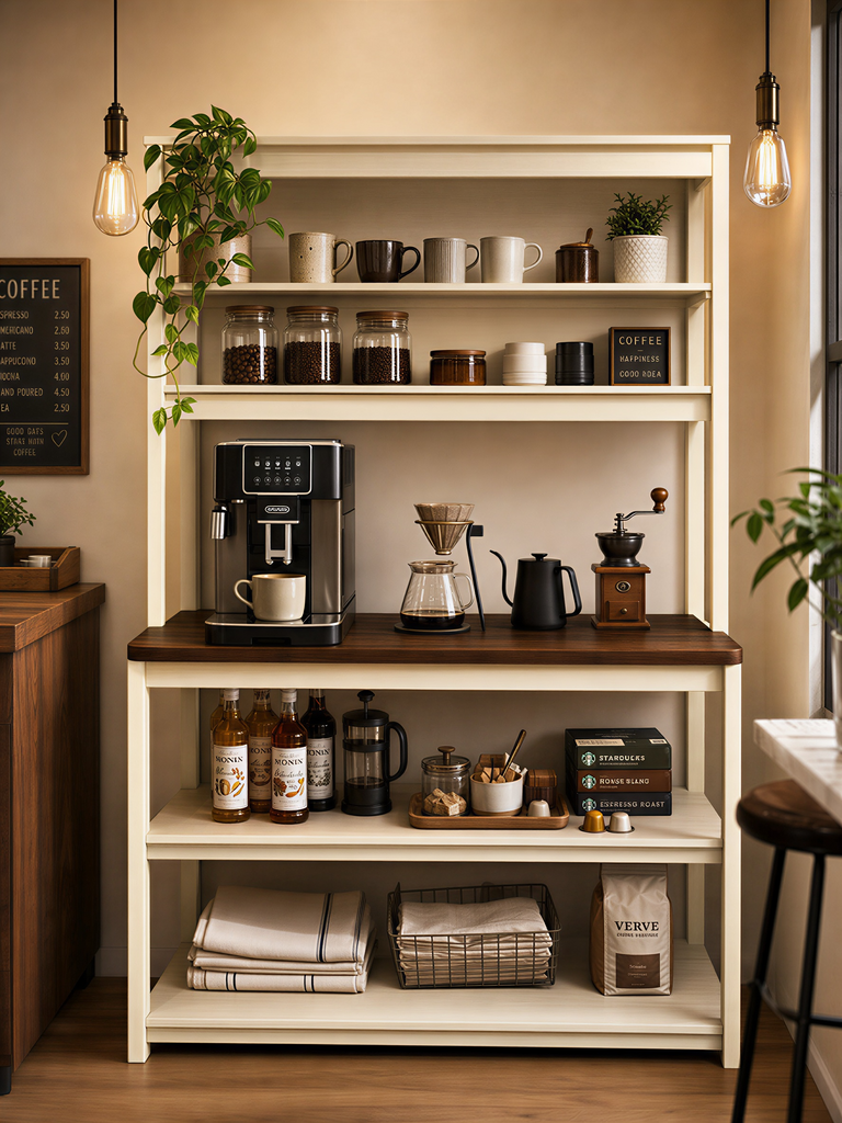 31.5" White and Black color 5-Tier Bakers Rack for Kitchen with Storage, Coffee Bar, Kitchen Shelves,  Microwave Stand