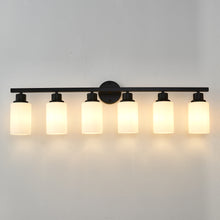 Load image into Gallery viewer, 6-Light Matte Black Wall Lamps with White Glass Shades (No Bulbs) Sconce Lighting for Bedroom Living Room