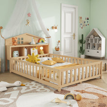 Load image into Gallery viewer, Headboard Storage Cabinet for Full-size Montessori Floor Bed Natural,Freely collocation