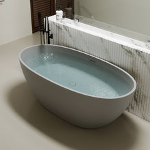 Load image into Gallery viewer, 67'' Freestanding Bathtub Resin Stone Soaking Bathtub Solid Surface Modern Tubs with Overflow and Pop-up Drain