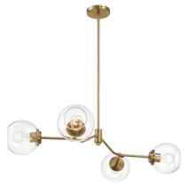 Load image into Gallery viewer, Jewel Four Lights Modern Farmhouse Chandelier Ceiling Hanging Light Fixture For Kitchen Island Dining Room 36"L × 20"W × 7.25"H with Clear Glass